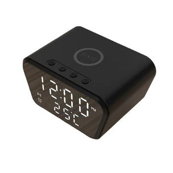 Black Wireless Phone Charger With Alarm Clock , Qi Charger Clock For Airpods