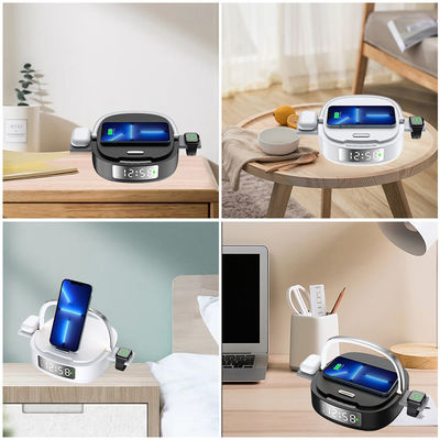Multifunctional Qi Alarm Table Clock With Wireless Charger  5 In 1