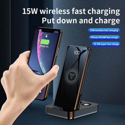 ABS Power Bank Battery Pack , Black 2 In 1 Wireless Charger 5V