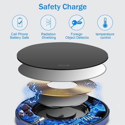 Portable  2 In 1  Qi Wireless Charging Pad 10W Mirror Surface For Mobile Phone