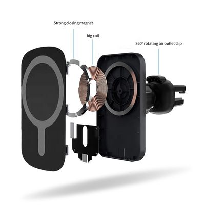 Compatible Wireless Charging Car Holder , Magnetic Qi Car Charger 10W