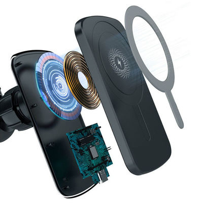Black Qi Wireless Phone Charger Car Mount 15W Portable Fast