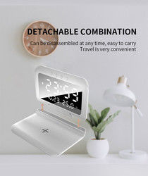 Alarme multifunzione Qi caricabatterie wireless Clock Docking Station 15W All In One