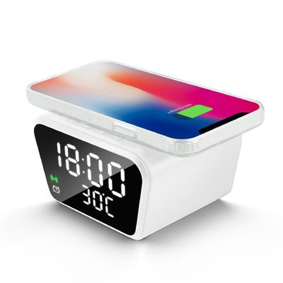 Apple Charging ABS Fast Qi Wireless Charger Station 120mm Length with Alarm Clock