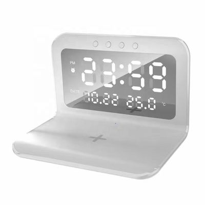 ABS Qi Wireless Charger Clock LED Display  Fast Charging Alarm Type