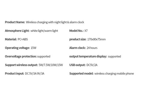 LED Display Qi Wireless Alarm Clock , Compatible Qi Enabled Wireless Charger