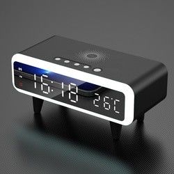 High Efficiency Digital Qi Wireless Charger Clock   297g Lightweight