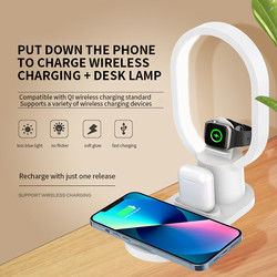 Qi Enabled  All In One Wireless Charging Station , Charging Night Lamp 9V