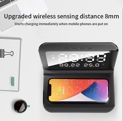 LED Display 4 In 1 Qi Wireless Charger , Wireless Phone Charger With Clock 15w