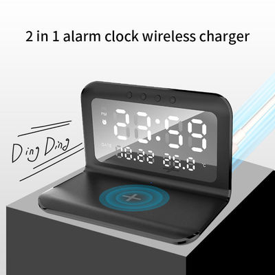 LED Display 4 In 1 Qi Wireless Charger , Wireless Phone Charger With Clock 15w