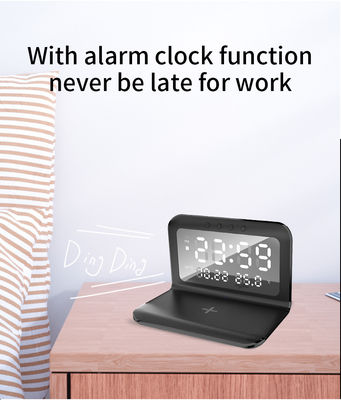 Custom Logo Wireless Phone Charger Clock , LED  Digital Clock With Charging Pad