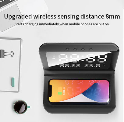 Custom Logo Wireless Phone Charger Clock , LED  Digital Clock With Charging Pad