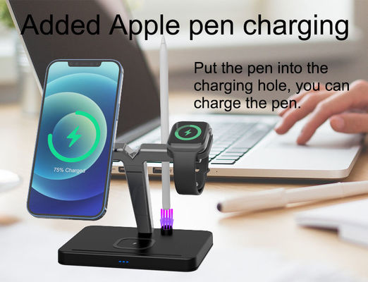 Portable Black 4 In 1 Magnetic Wireless Chargers Qi Fast Charging