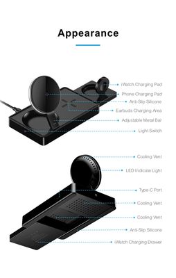 ABS 물질 다기능 무선 충전기 기본 8mm 충전 거리