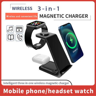 Multifuncion Qi 3 In 1 15w Wireless Charger For Iphone Iwatch Phone Stand Type