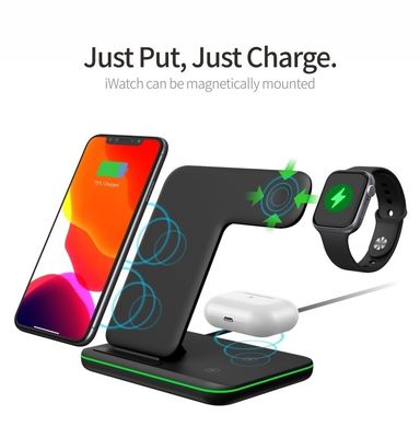 Mobile 10w Qi Multifunctional Wireless Charger 3 In 1 Short Circuit Protect