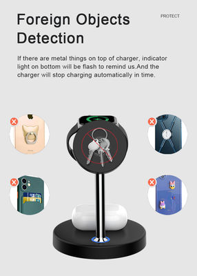 FCC Certified Magnetic Portable Charger , 4 In 1 Wireless Charging Station 15w