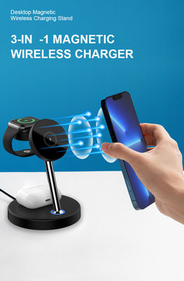 FCC Certified Magnetic Portable Charger , 4 In 1 Wireless Charging Station 15w