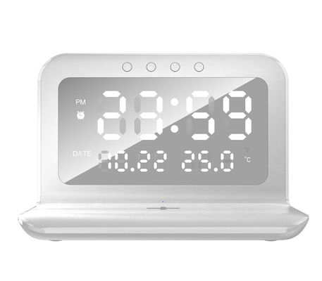 ABS Qi Wireless Charger Clock LED Display  Fast Charging Alarm Type