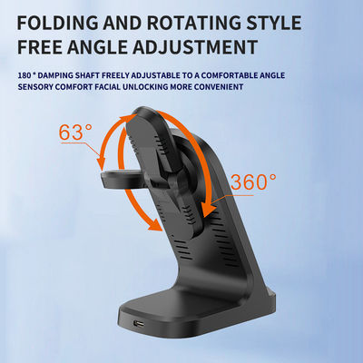 Black 3 In 1 Qi Wireless Charging Stand 9V Mobile Multifunctional