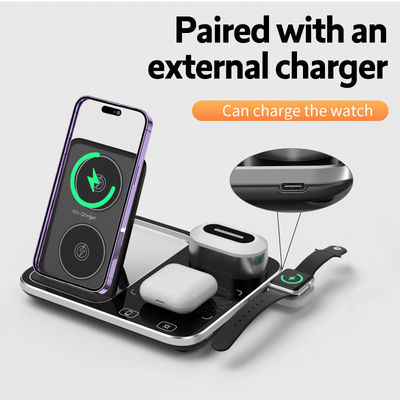 Multi Function  Qi Wireless Charging Stand 110KHz Dimming Black Convenient