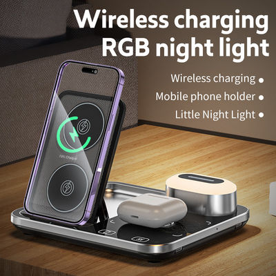 Multi Function  Qi Wireless Charging Stand 110KHz Dimming Black Convenient