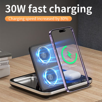 RGB Qi Wireless Charger Dock  Base  205KHz  Black For Home Decoration