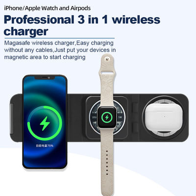 White ABS Magnetic Multiple Iphone Wireless Charging Station 3 in 1