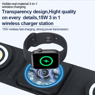 ROHS Certified 3 In 1 Magnetic Qi Wireless Charging Pad 9V Fast
