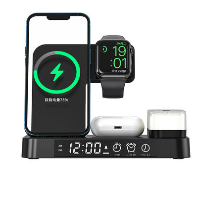 ABS Material 5 In 1 Wireless Charger , Wireless Charger Clock With LED Indicator