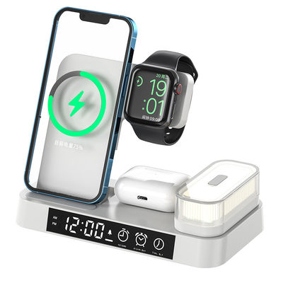 ABS Material 5 In 1 Wireless Charger , Wireless Charger Clock With LED Indicator