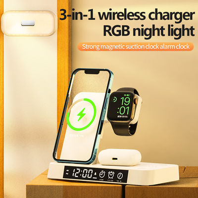 ABS Material 5 In 1 Wireless Charger , Wireless Charger Clock With LED Indicator