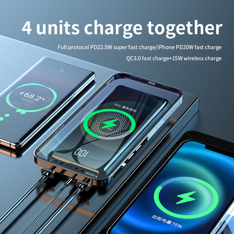 Multifunctional 2 in 1 Power Bank , Fast Charging Wireless Phone Charger 10000mAh
