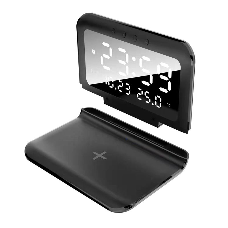 Oem  Qi Standard Wireless Phone Charger Alarm Clock With Charging Pad  Powerful