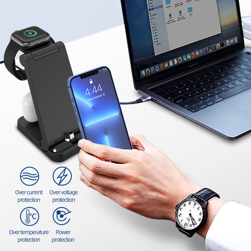 Portable 3 In 1 Multifunctional Wireless Charger Qi 15w Fast Charging